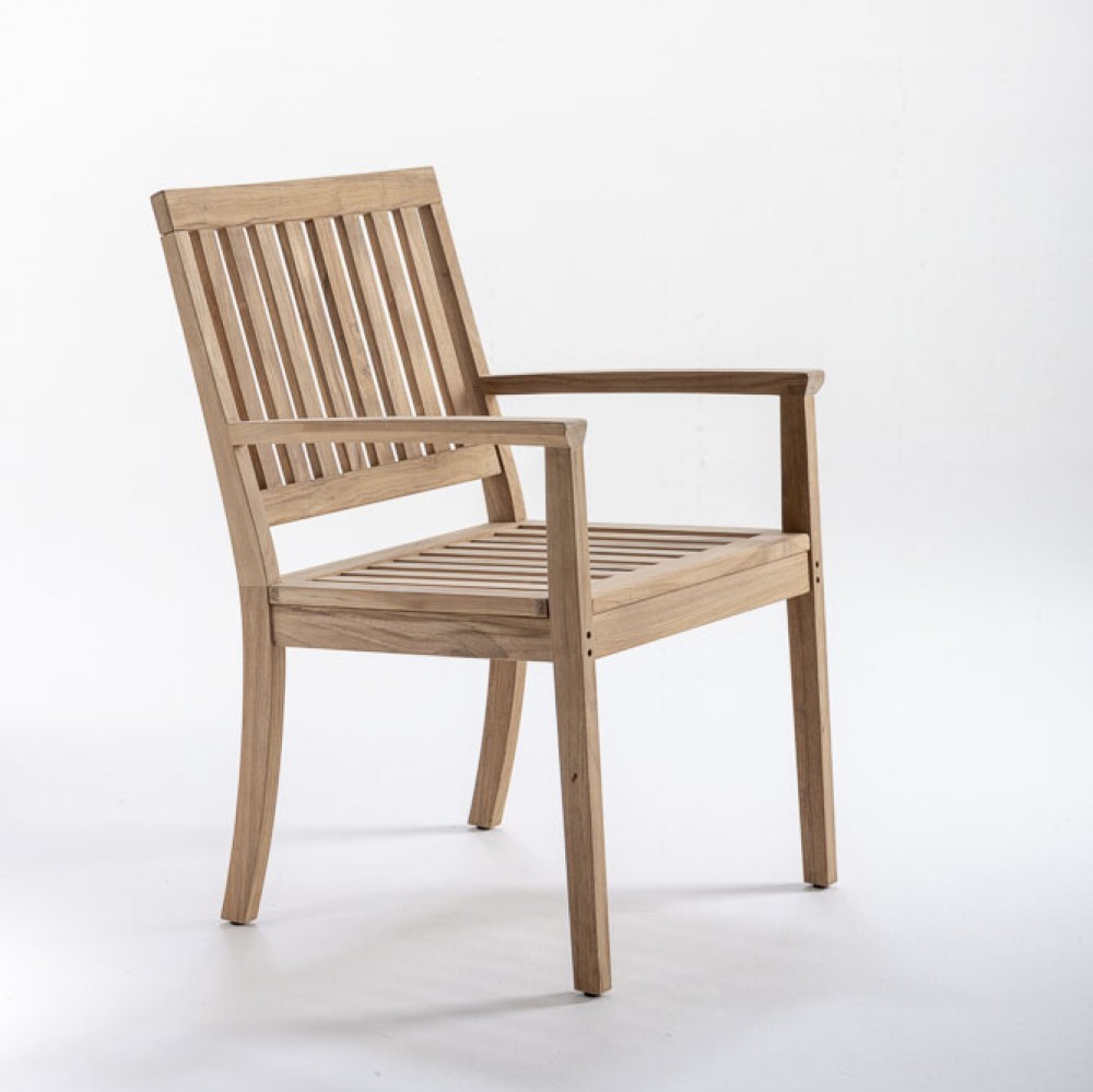Sedia da pranzo con braccioli in teak